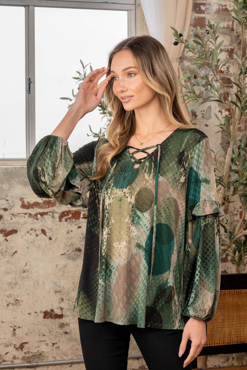 Sew In Love Full Size Snakeskin Print Long Sleeve Top