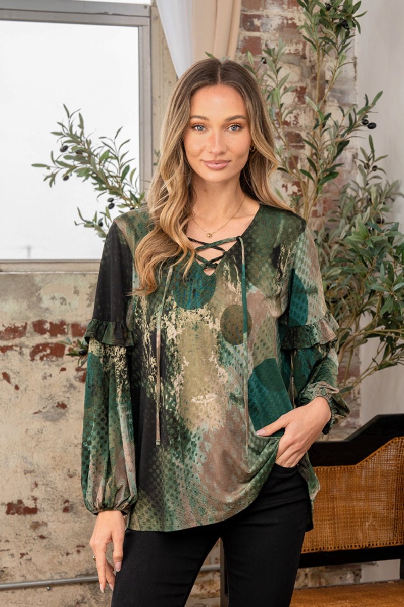 Sew In Love Full Size Snakeskin Print Long Sleeve Top