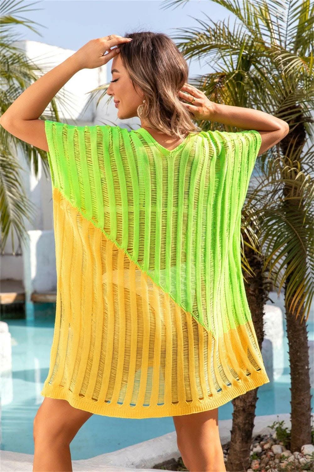 Vibrant sheer beach cover-up