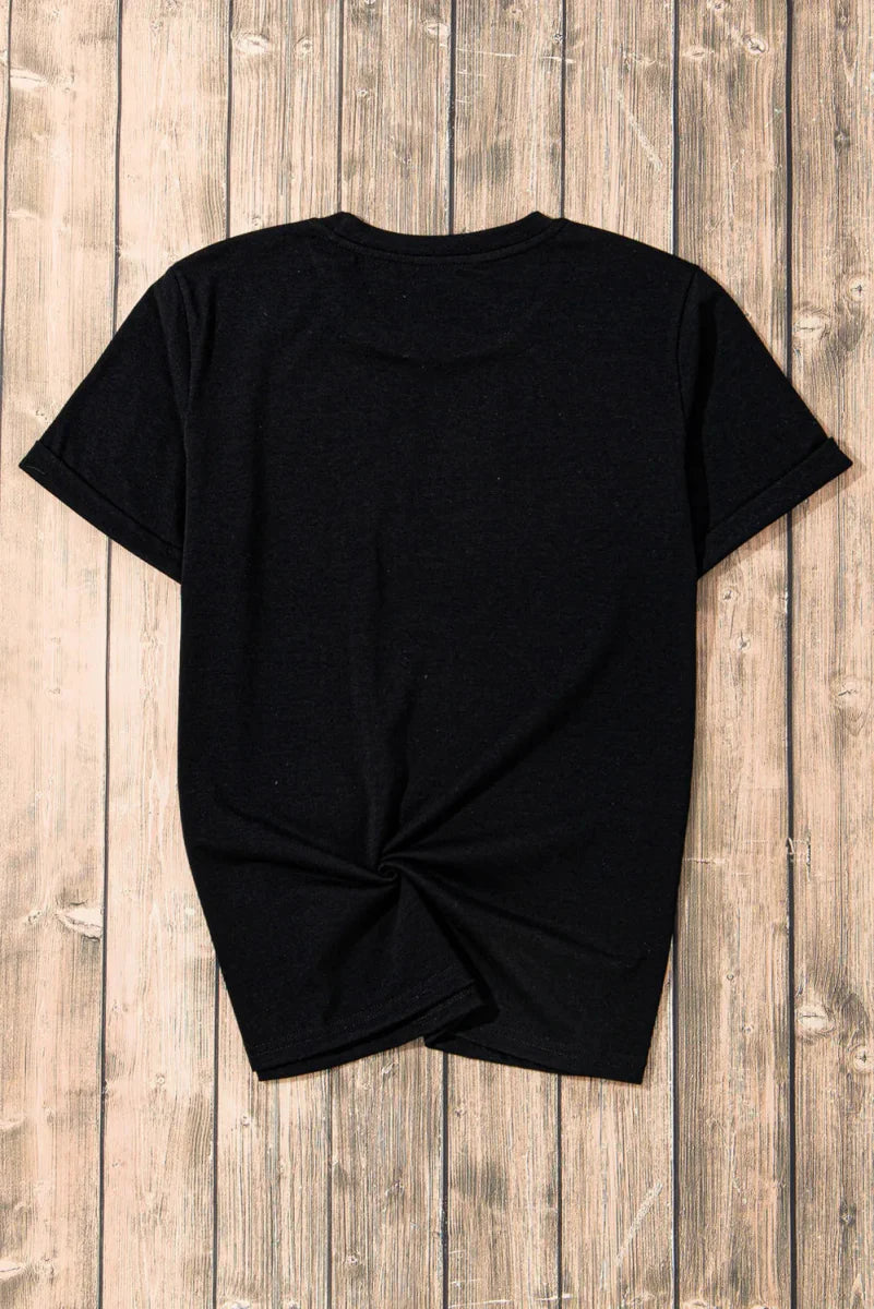 Stylish Rhinestone Round Neck Short Sleeve T-Shirt for Women
