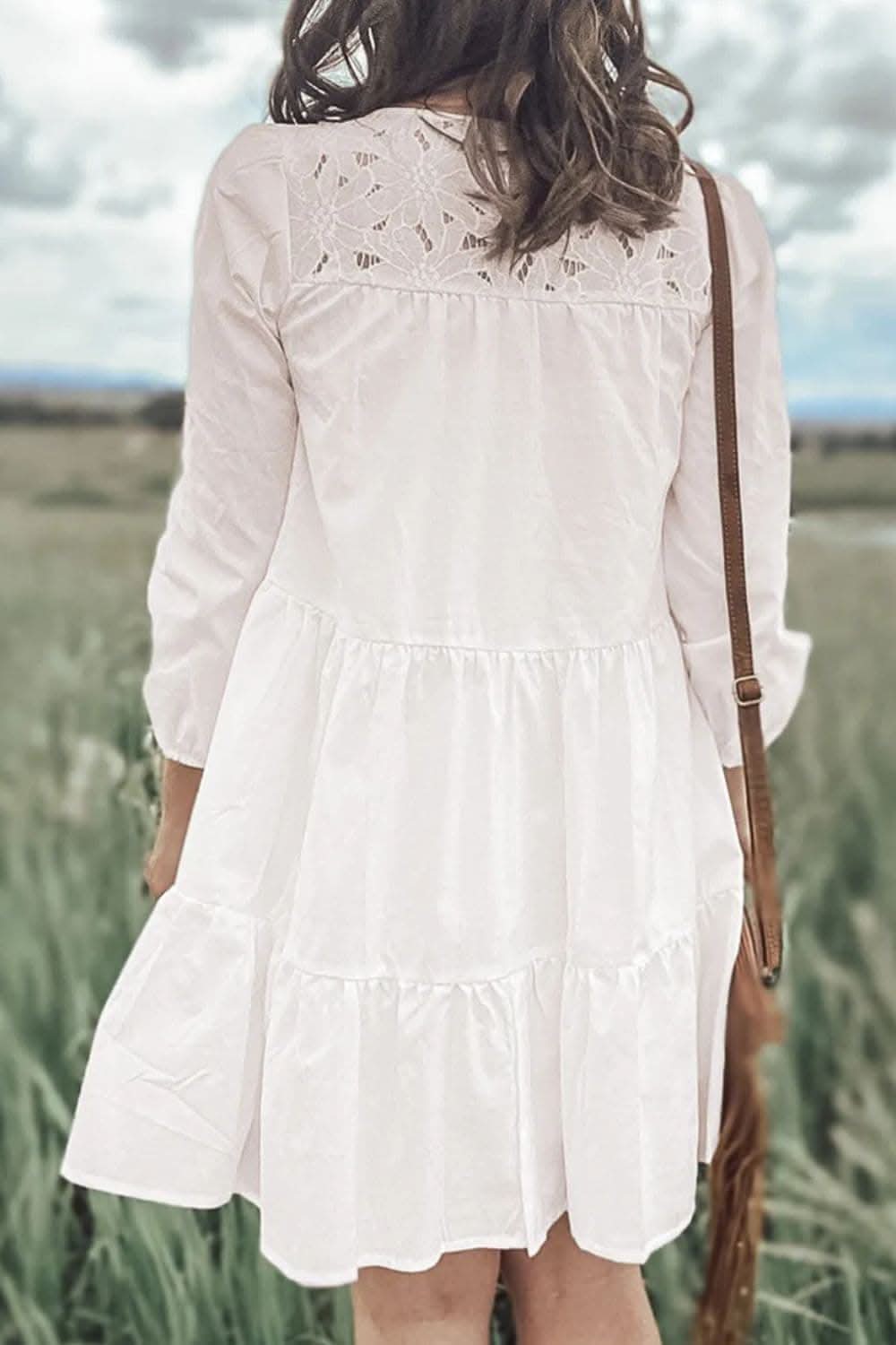 Elegant Lace Tiered Dress With Sleeves For All Occasions
