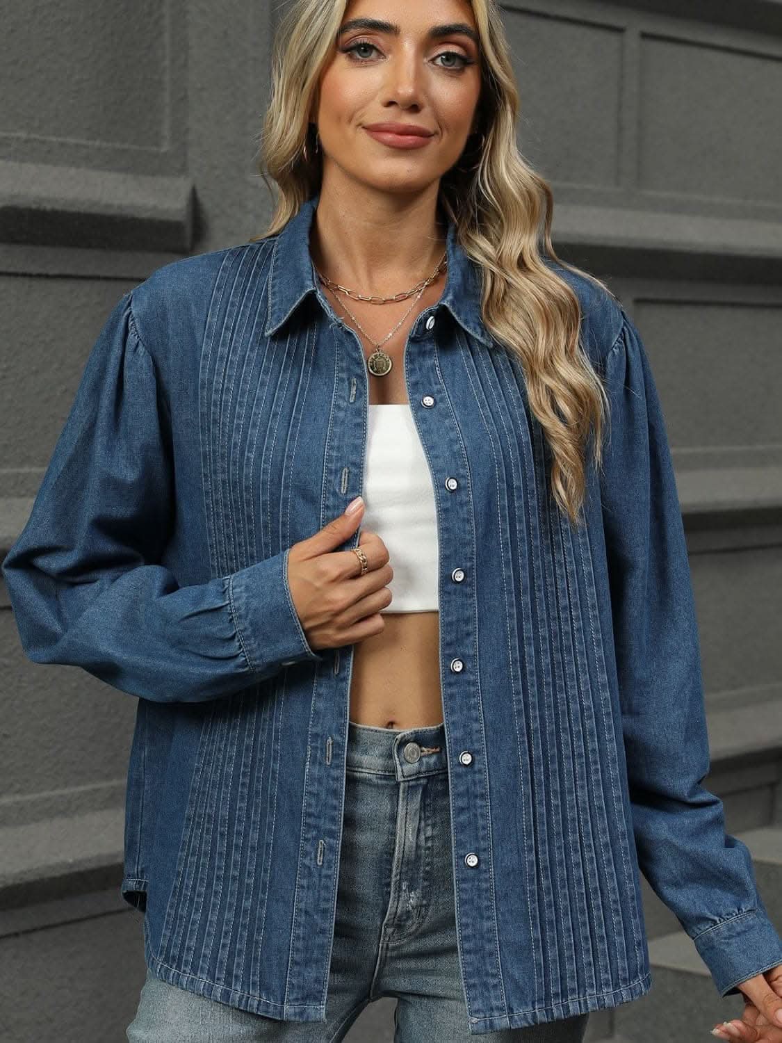 Premium Classic denim button-down shirt
