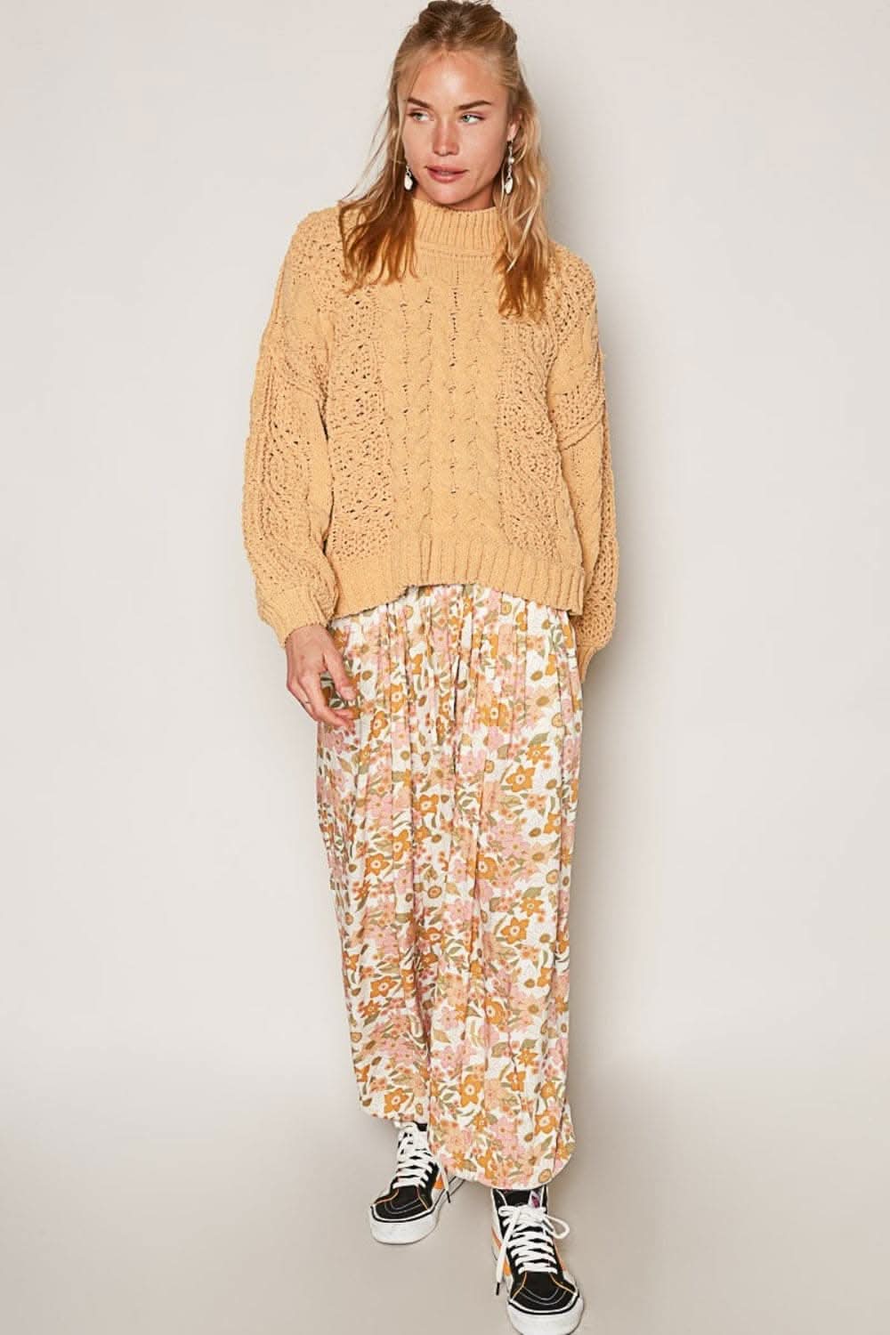 Cozy chenille cable knit sweater