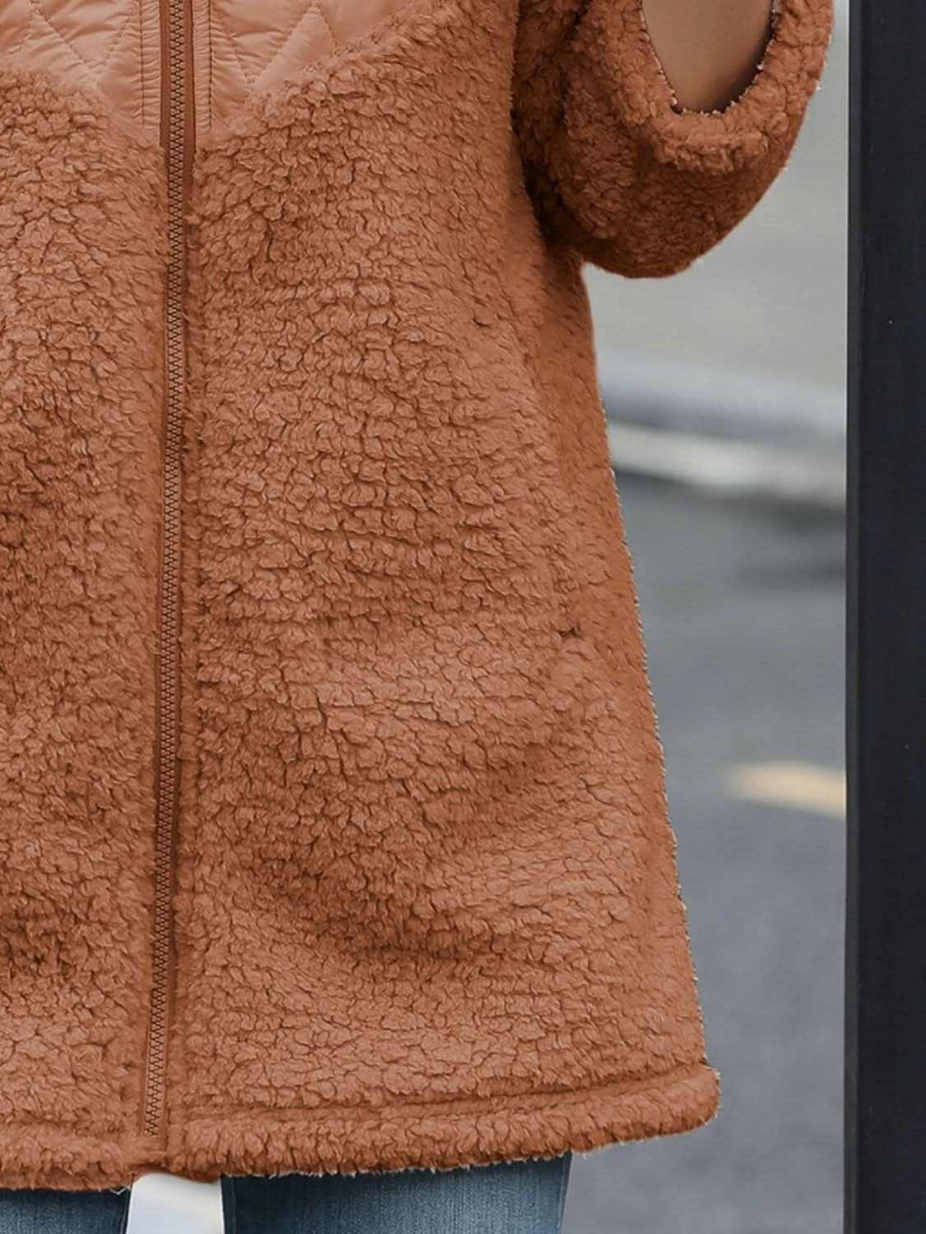Cozy fleece hooded jacket with pockets