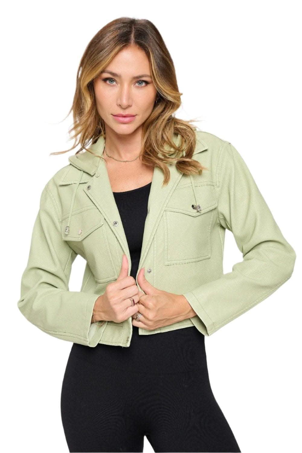 Chic cropped vegan leather jacket