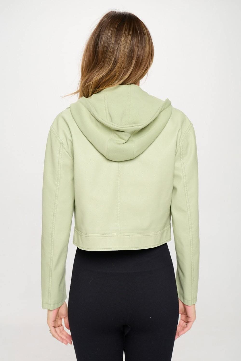 Chic cropped vegan leather jacket