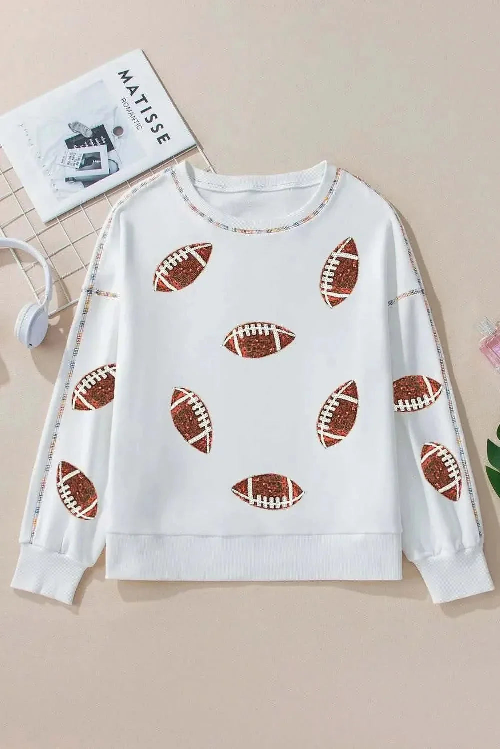 Sequin football sweatshirt - long sleeve