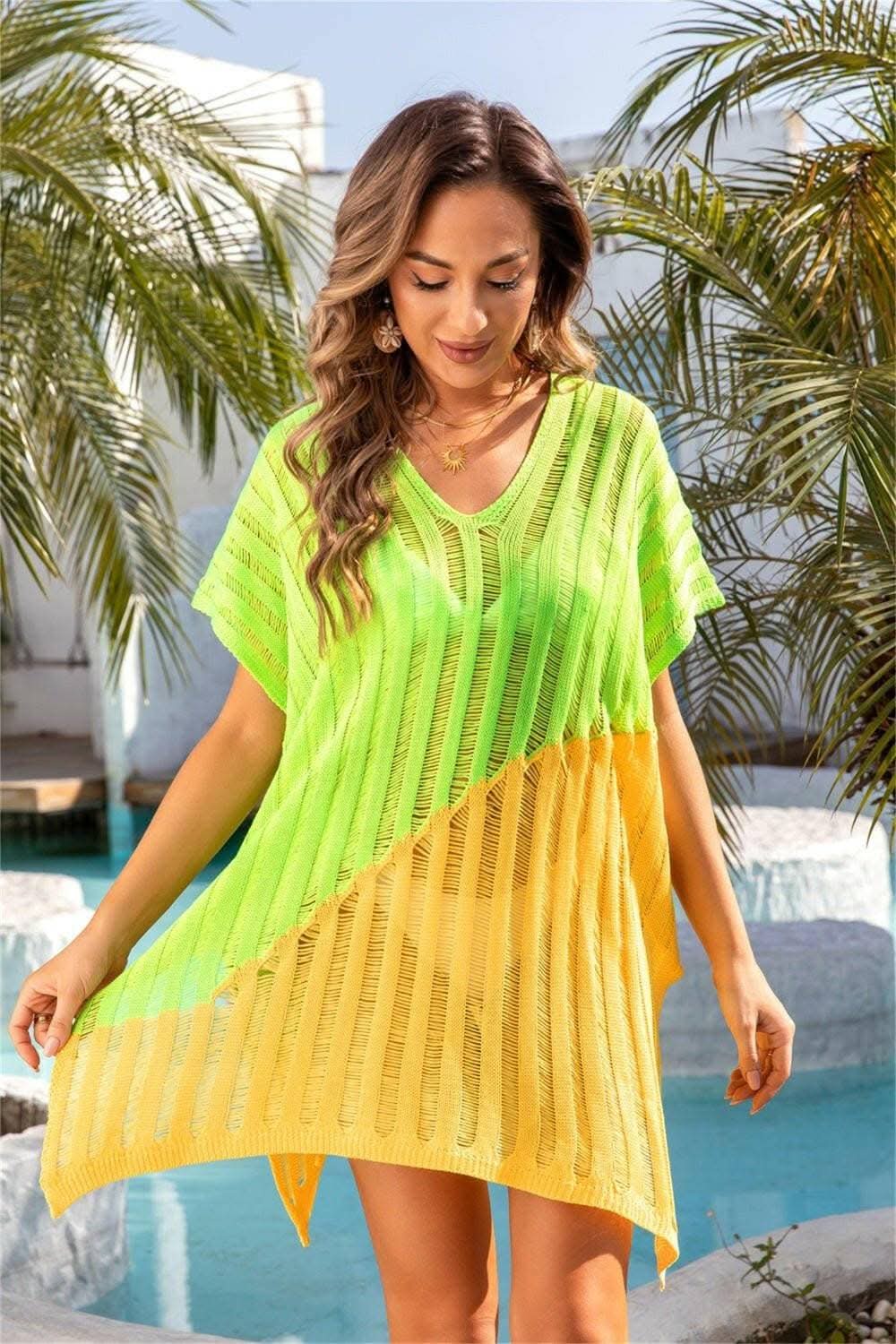 Vibrant sheer beach cover-up
