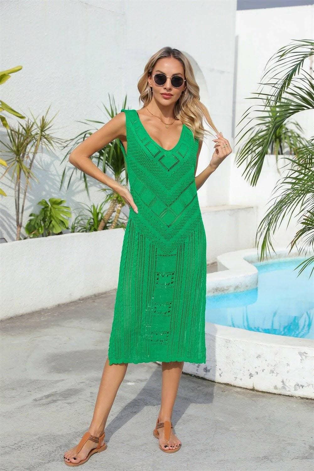 Sheer v-neck beach cover-up