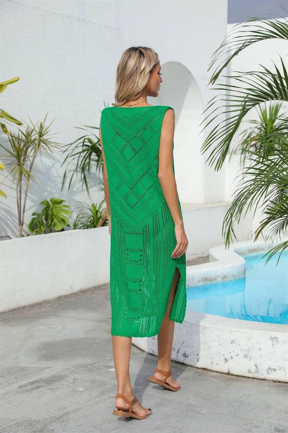 Sheer v-neck beach cover-up
