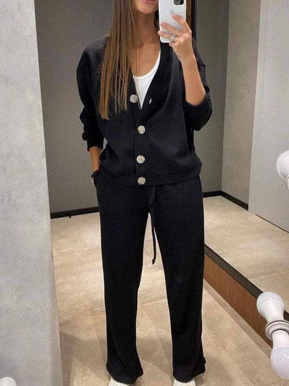 Chic button-up shirt & pants set