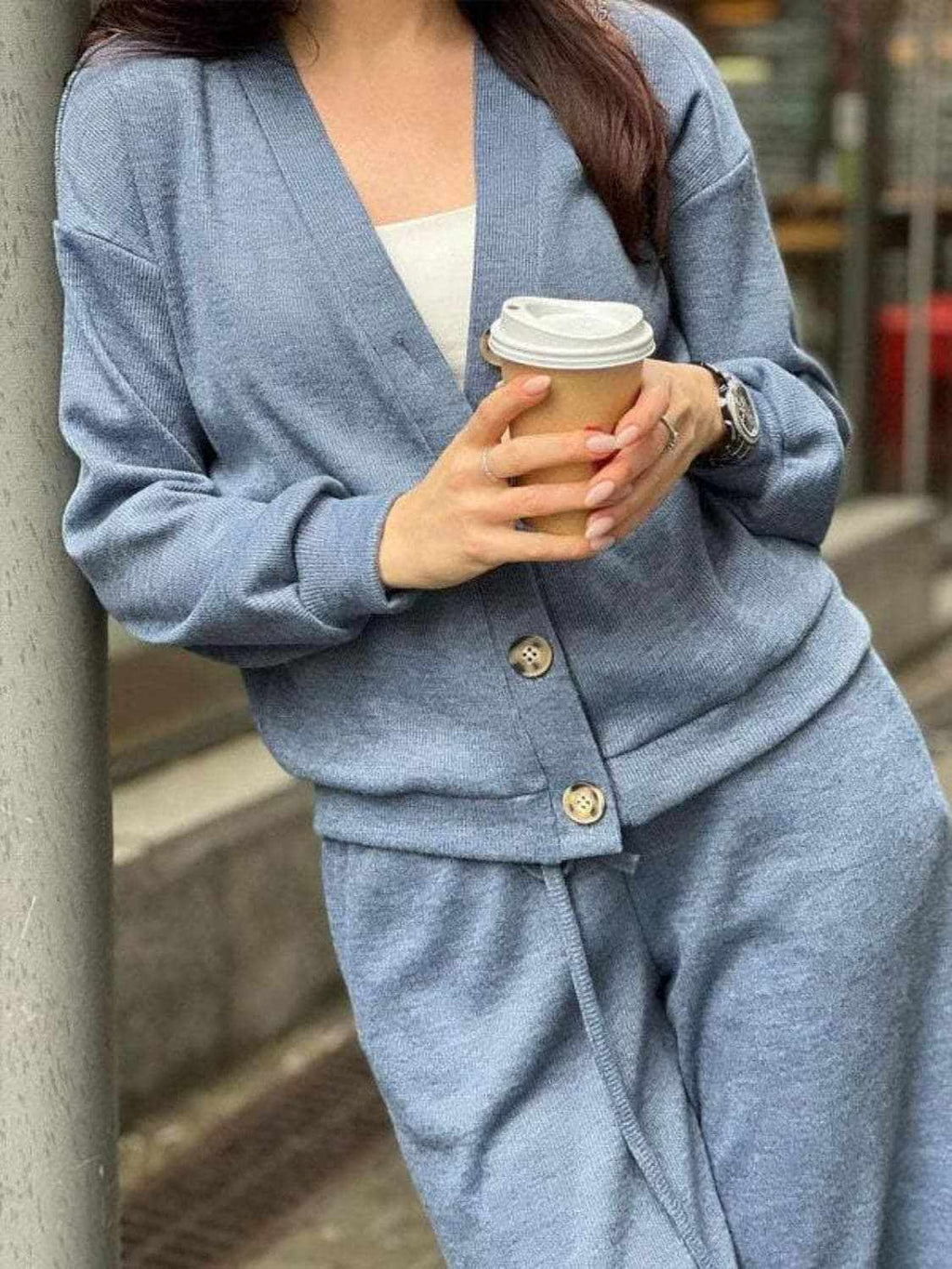 Chic button-up shirt & pants set