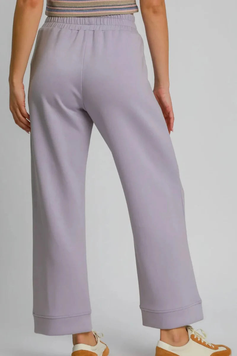 Umgee Drawstring Elastic Waist Wide Leg Pants for Women