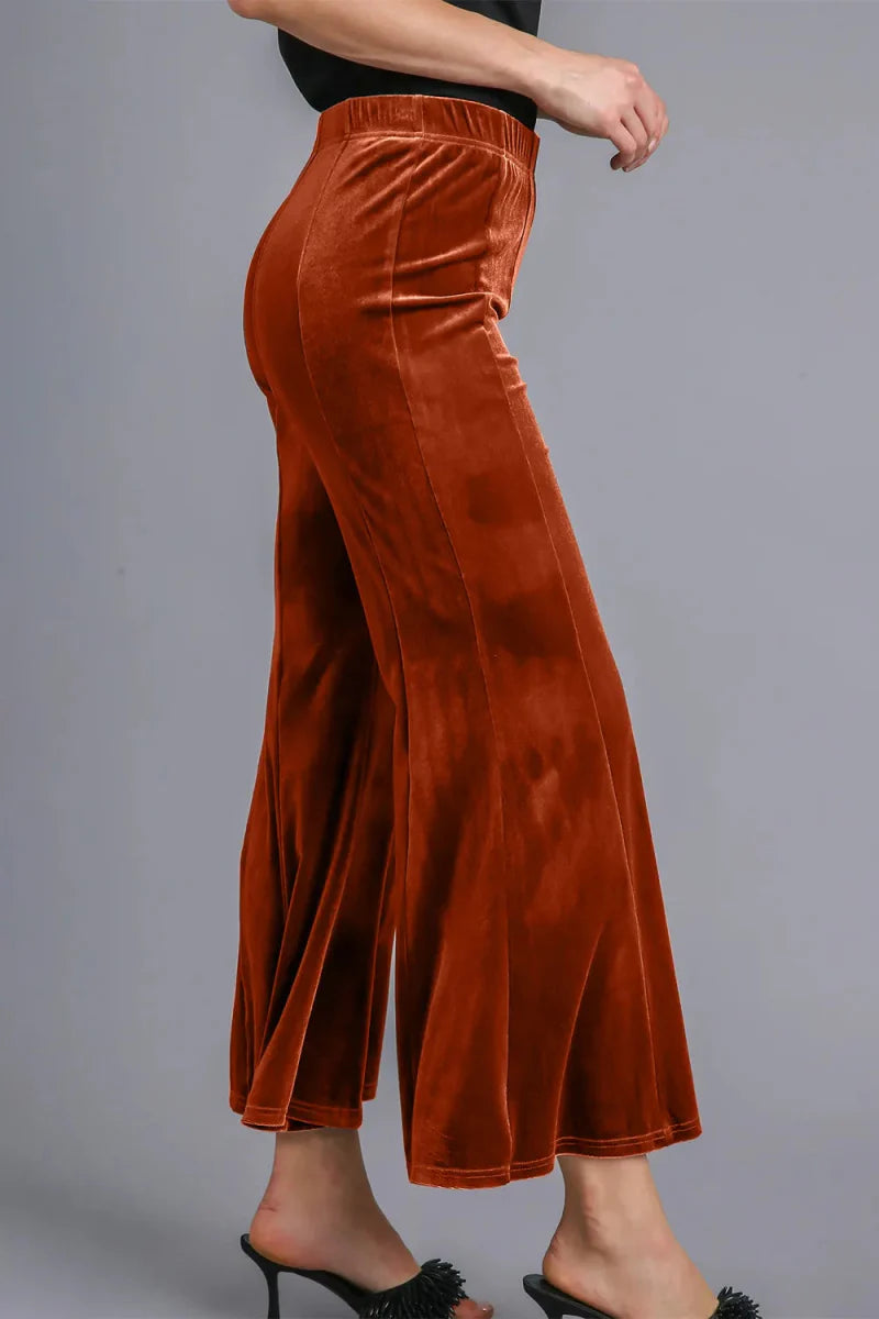 Umgee High Rise Elastic Waist Flare Pants for Women